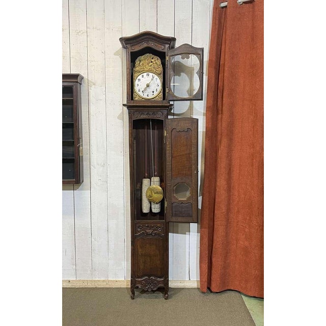 Antique Louis XV Oak Clock, 1800s For Sale - Image 14 of 15