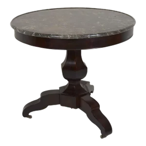 French Mahogany Gueridon With Marble--Ca 1830-1840