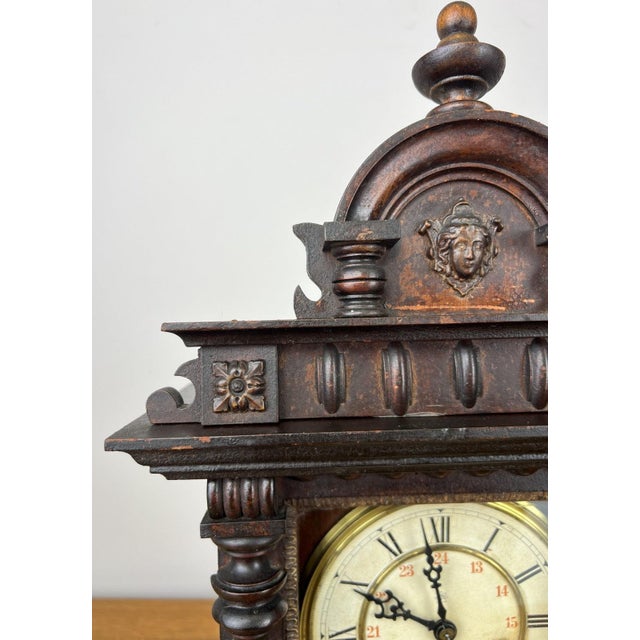 Vintage Junghans Wooden Mantel Clock For Sale - Image 4 of 18