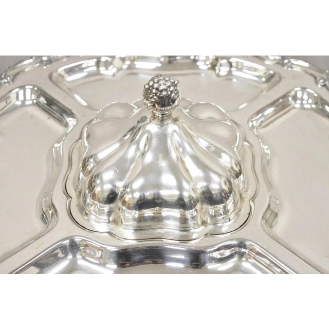 Victorian Vintage English Victorian Silver Plated Revolving Vegetable Serving Platter Tray For Sale - Image 3 of 12
