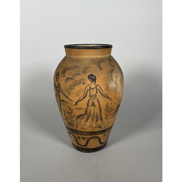 René BUTHAUD (1886-1986) Large ovoid vase with a slightly rolled neck (c. 1920-1922) Terracotta decorated with a dance...