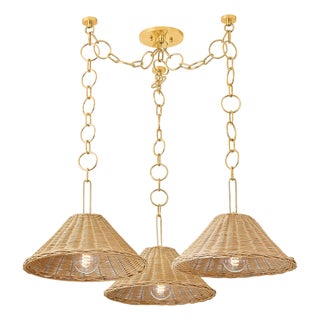 Mitzi Dalia 38.5 in. 3 Light Chandelier in Aged Brass Finish For Sale