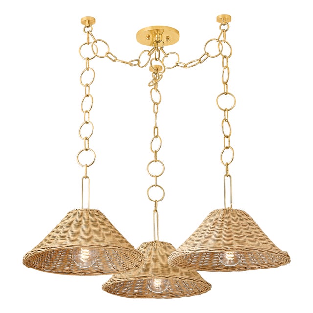 Mitzi Dalia 38.5 in. 3 Light Chandelier in Aged Brass Finish For Sale