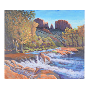 River in the Desert - Western Plein Aire Landscape in Acrylic on Board by Nick White