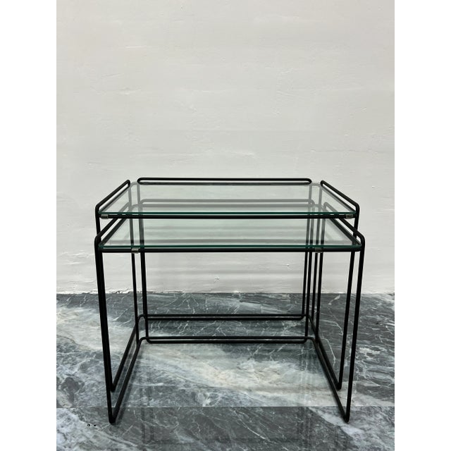 Set of two nesting tables designed by French artist Max Sauze and produced by Groupe S.A France, circa 1970. The structure...