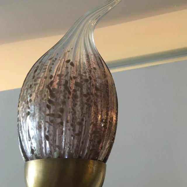 Handblown Red Murano Glass Flame-Tip Brass Chandelier For Sale In Miami - Image 6 of 11