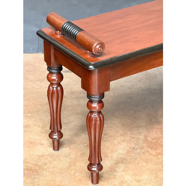 Early 19th Century Regency Hall Bench or Window Seat of Mahogany From England With Ebonized Accents For Sale - Image 5 of 10