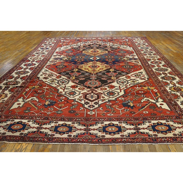Early 20th Century S. Persian Bakhtiari Carpet 10'2" x 16'4" - 310 x 500 Antique Bakhtiari Large Room Size Wool Ivory Rug,...
