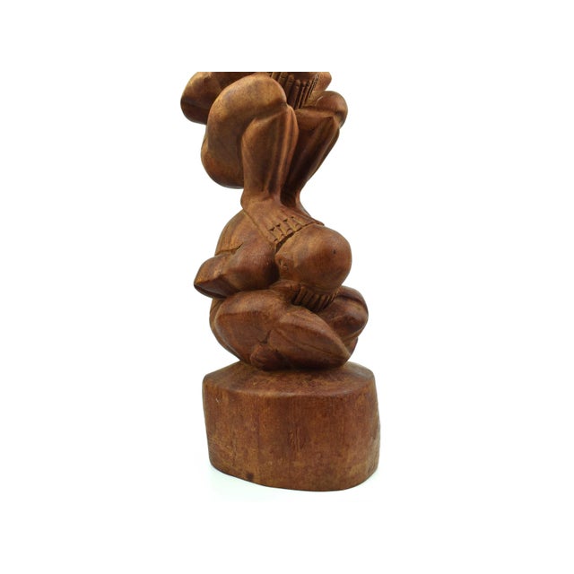 Brown 1940's Hand Carved Tall Solid Wood Symbolize of the Trinity of Birth, Life, and Death Three Level of Yogi Sculpture For Sale - Image 8 of 8