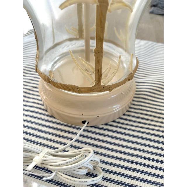 1980s Large Glass Lamps With Tan Faux Bamboo Icing - Set of 2 For Sale In West Palm - Image 6 of 9