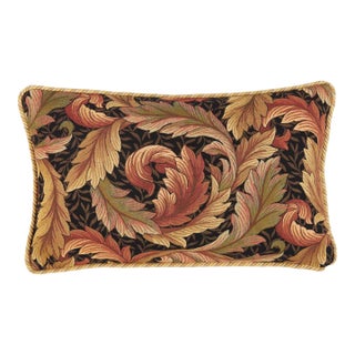Acanthus & Lily Autumn Cushion With Gold Rope Cord With Feather Filler - 33x55cm (13"x22") For Sale