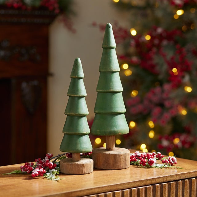 Rustic Rustic Wooden EverGreen Tree (Set of 2) For Sale - Image 3 of 5
