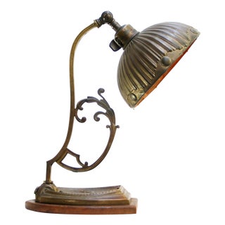 Art Nouveau French Brass Table Desk Light, 1910s For Sale
