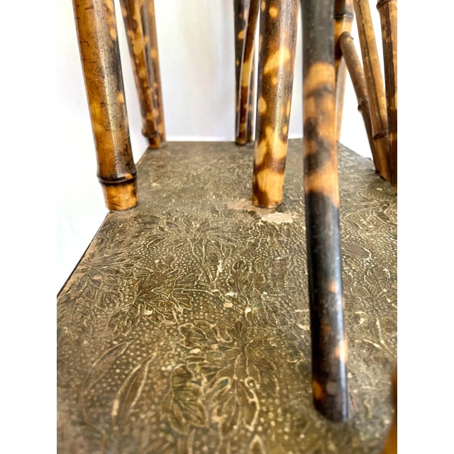 Brown Antique English Burnt Bamboo Tall Magazine Rack For Sale - Image 8 of 13
