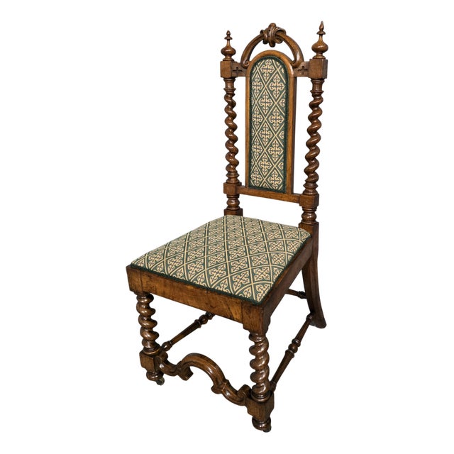 Antique Walnut Hall Chair, 1880 For Sale