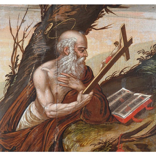 Venetian School Artist, Saint Jerome, 1620, Oil on Panel For Sale - Image 3 of 11
