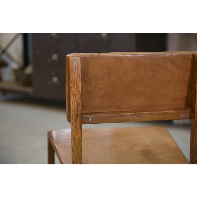 Oak and Leather Chairs in the style of Gerrit Rietveld, 1960s, Set of 2 For Sale - Image 6 of 14