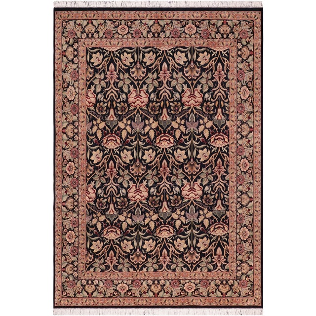 Shabby Chic 1990's Floral Pak-Persian Black/Green Wool Rug - 8'2'' X 10'4'' For Sale - Image 9 of 9