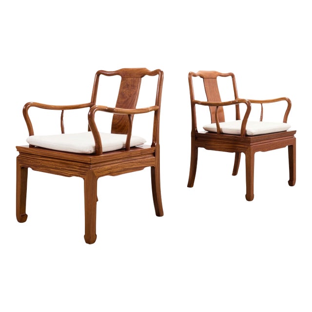 Pair of Chinese Export Ming Dynasty-Style Hardwood Armchairs For Sale