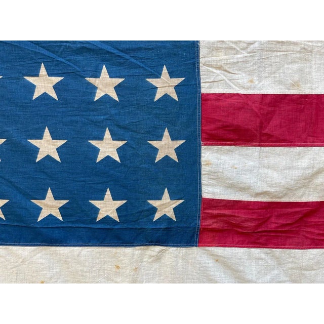 American Antique American Flag 48 Star Cotton Beautiful Natural Wear and Patina For Sale - Image 3 of 8