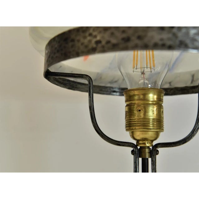 Metal Art Nouveau Wrought Iron and Glass Table Lamp Jugendstil, Sweden, 1920s For Sale - Image 7 of 13