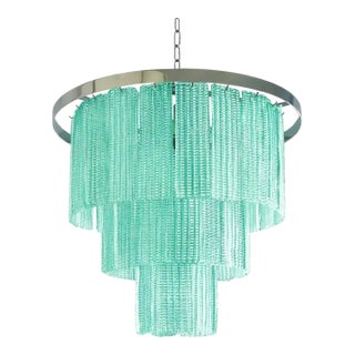 Modern Sea Green Murano Glass Sputnik Chandelier, Italian SimoEng, Mazzega Style For Sale