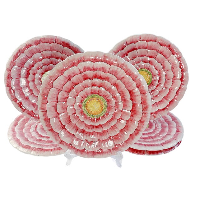 This is a set of 6 beautiful large majolica flower chargers produced for Barney's New York. These are in great vintage...