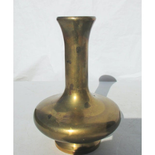 Japanese Vintage Japanese Bronze Floral Vase For Sale - Image 3 of 6