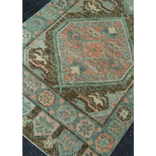 Green Turkish Oushak Rug 2'9" x 10'5" #20025 For Sale - Image 8 of 8