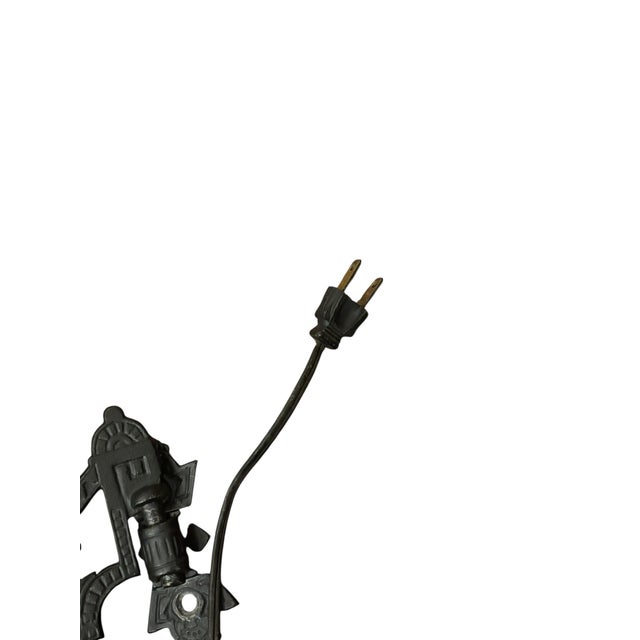 Vintage Milk Glass White Black Bar Glass Globe Lamp Metal Fixture 6" Retro Pub Light For Sale In Detroit - Image 6 of 12