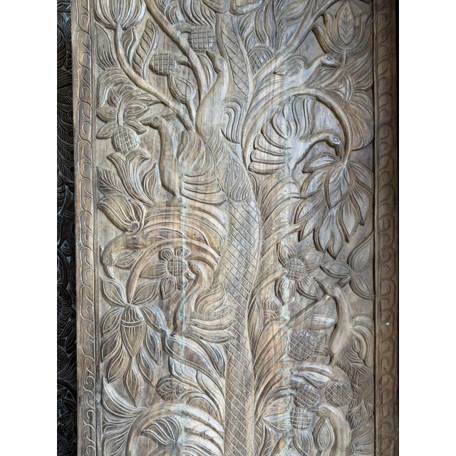 Hand-Carved Wooden Tree of Life Wall Panel | Rustic Modern Organic Folk Art Sculpture 84x36 For Sale In Orlando - Image 6 of 7