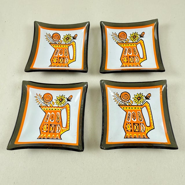Mid-Century Enameled Glass Tea Bag Holders, Set of Four For Sale - Image 4 of 6