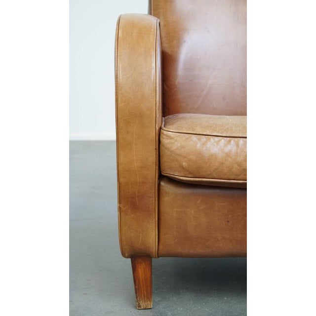 Cowhide Leather Armchair in Light Cognac Color For Sale - Image 9 of 14