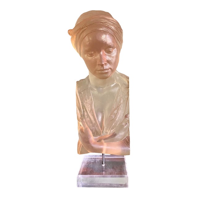 Vintage Female Acrylic Lucite Sculpture "Chin Up" by Marc Sijan For Sale