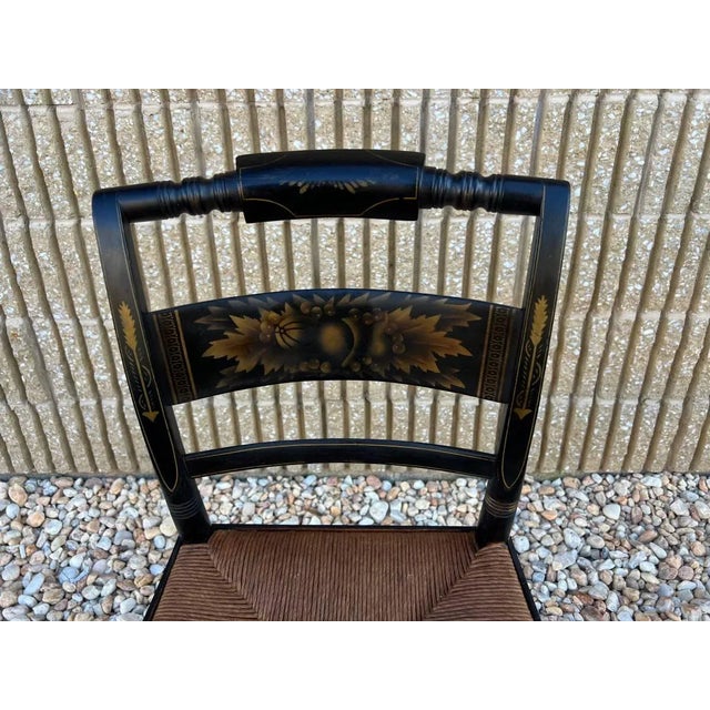 Mid 20th Century Pair Vintage Hitchcock Rush Seat Side Chairs For Sale - Image 9 of 12