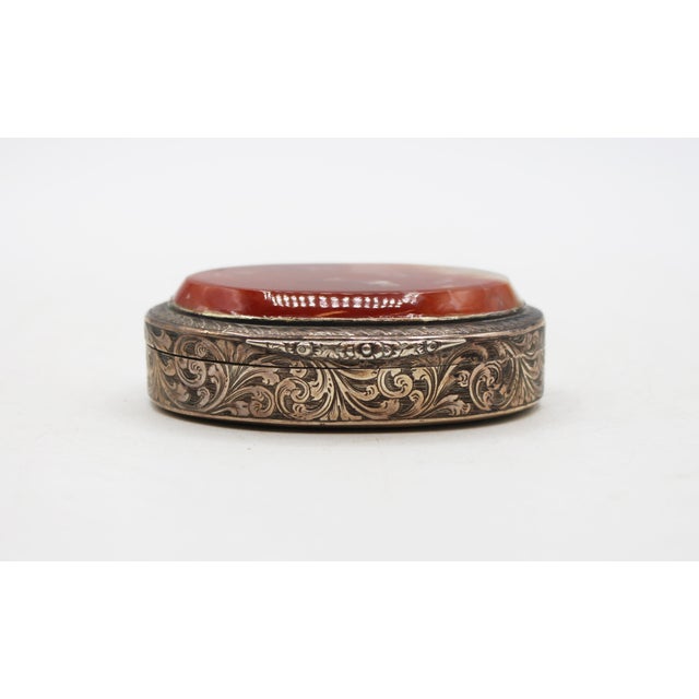 English 1851 English Agate & Sterling Silver Oval Box For Sale - Image 3 of 8