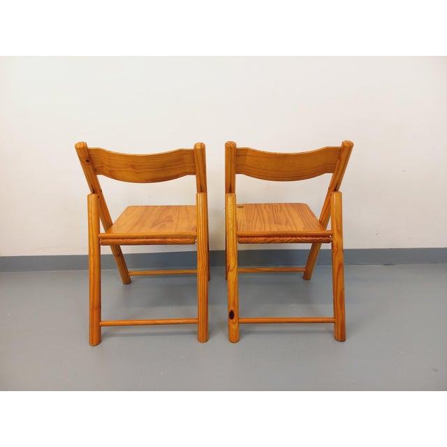 Vintage Folding Pine Chairs, 1980s, Set of 2 For Sale - Image 13 of 18