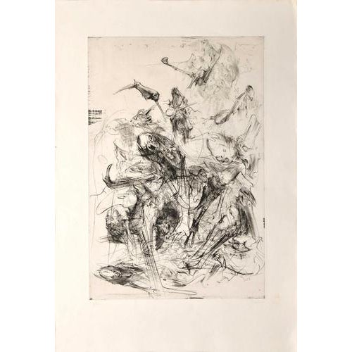 Untitled is a black and white etching realized by Miodrag Djuric in 1980. Hand Signed, dated and numbered. Edition 9/40....