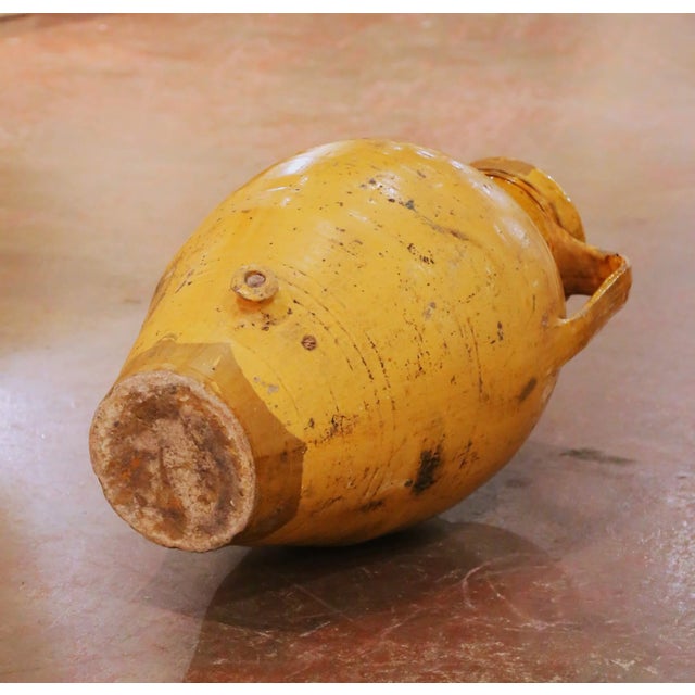 Ceramic 19th C. French Provencal Glazed Terracotta Olive Oil Jar With Handles and Spout For Sale - Image 7 of 7