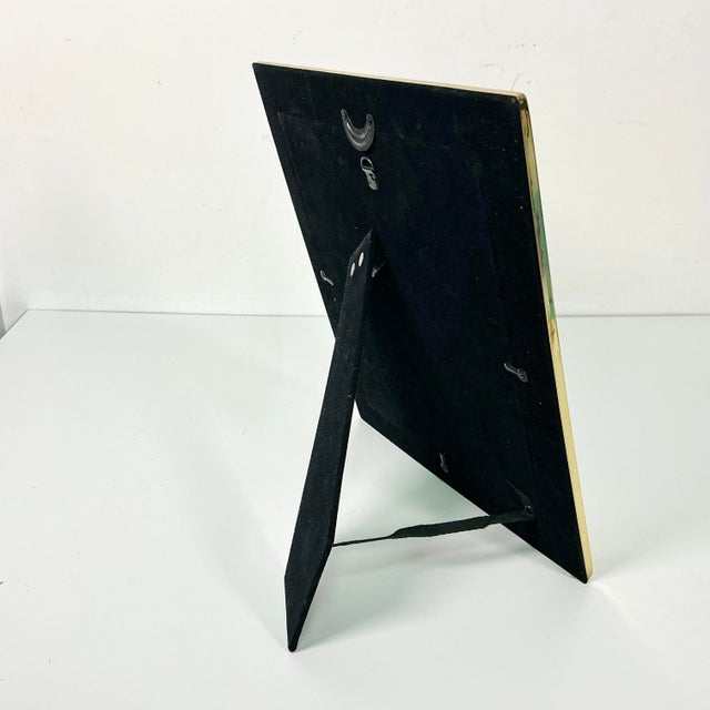 1980s Vintage Hollywood Regency Art Deco Lacquered Brass Tabletop Picture Frame, 8 X 10 For Sale - Image 9 of 10