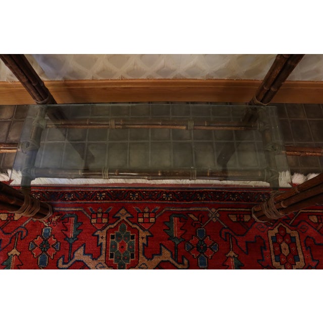 McGuire Glass and Bamboo Hallway Side Table For Sale - Image 9 of 9
