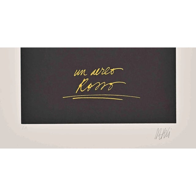 Red Aircraft is a lithograph print on ivory-colored cardboard realized by Fabio De Poli in the late 20th century. Hand...