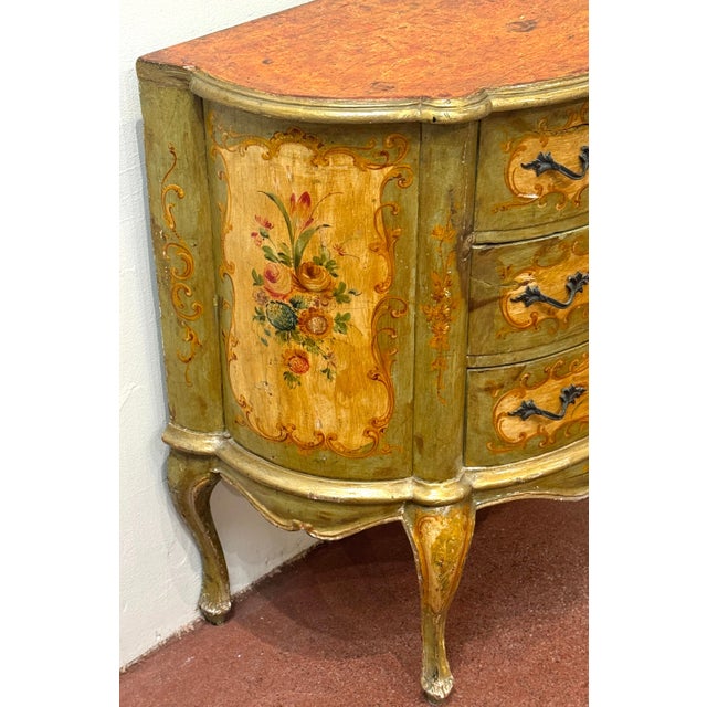 Late 19th C. Venetian Polychromed Chest / Commode with Marbleized Cartouche Top For Sale - Image 15 of 18