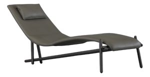 Grey Leather Donovan Chaise Longue by Giuseppe Vigano for Cattelan, Italy, 2000s