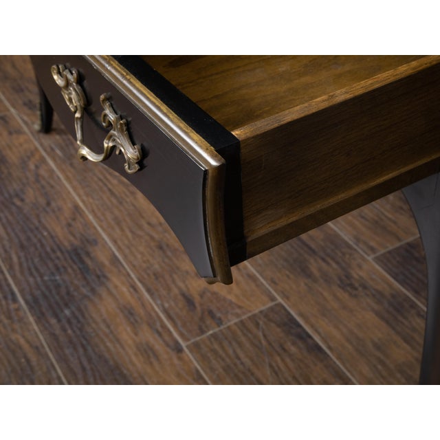 French Mid 20th Century Louis XV Style Auffray and Co Black Desk with Leather Top and Bronze Mounts For Sale - Image 3 of 12