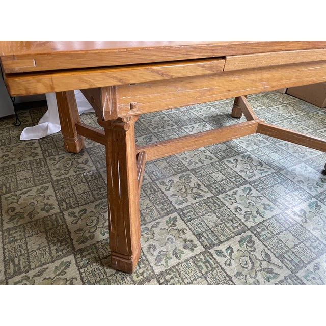A. Brandt Ranch Oak Furniture Vintage 1963 Attributed to A. Brandt Co. “Ranch Oak” Expandable Rustic Western Style Dining Table For Sale - Image 4 of 13
