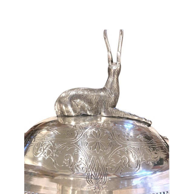Silverplate Soup Tureen With Stag Motif Elk Deer Thanksgiving Victorian Style For Sale - Image 15 of 17