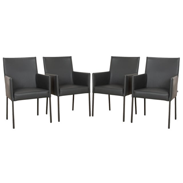 Set 652 Leather Chairs with Grey Frame from Ewald Schillig, Set of 4 For Sale