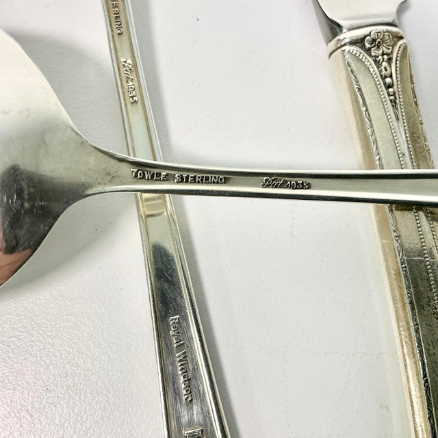1935 Vintage Hollywood Regency Neoclassical Royal Windsor Sterling Silver Flatware - Set of 71. For Sale - Image 15 of 18