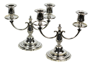 Two-Light Candlesticks in Silver-Plated Metal, 1890s, Set of 2